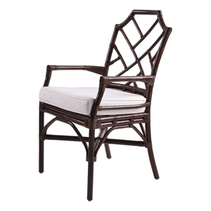 NPD Furniture Kara 21&quot Fabric and Rattan Arm Chair in Paloma Brown