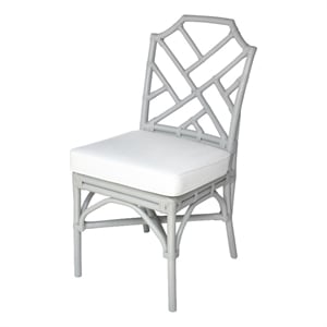 NPD Furniture Kara 21&quot Fabric and Rattan Chair in Gray (Set of 2)