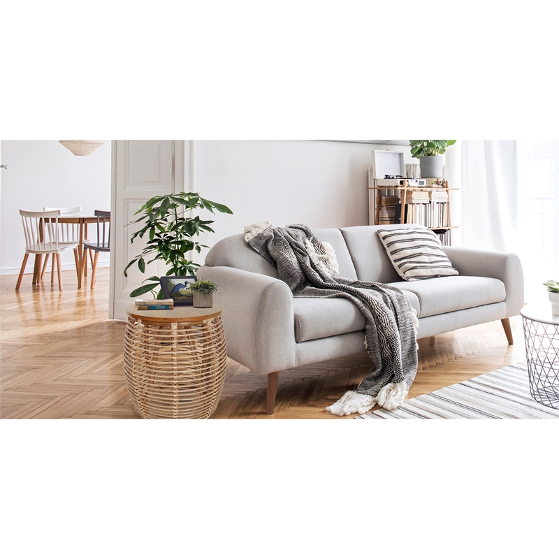 NPD Furniture Iris Round Rattan End Table in Brown/Natural Honey