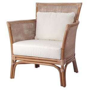 New Pacific Direct Tatum 18&quot Fabric and Rattan Accent Chair in Canary Brown