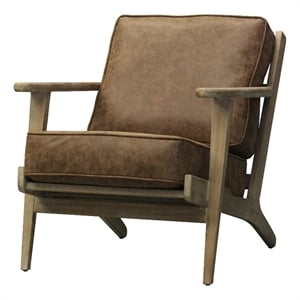 NPD Furniture Albert 19&quot PU Leather Accent Chair in Brown/Chocolate