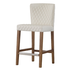 NPD Furniture Albie 25.5&quot PU Diamond Stitching Counter Stool in Off White