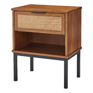 NPD Furniture Caine 20&quot Rattan Woven Nightstand in Brown/Black