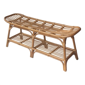 NPD Furniture Damara 19&quot Rattan Bench with Shelf in Canary Brown