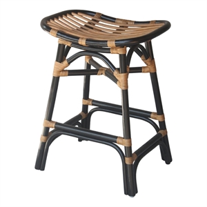 NPD Furniture Damara 24&quot Rattan Saddle Seat Counter Stool in Black