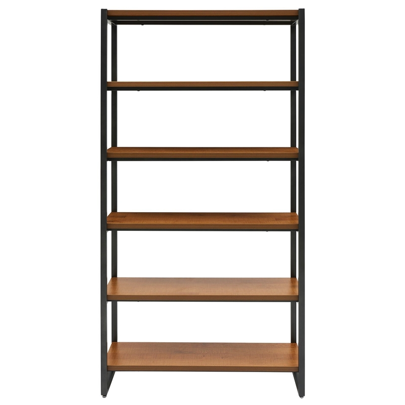 NPD Furniture Anderson 6-tier Metal Bookcase in Gliese Brown/Gunmetal