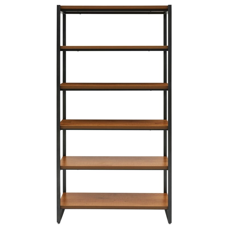 NPD Furniture Anderson 6-tier Metal Bookcase in Gliese Brown/Gunmetal