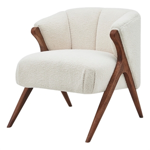 NPD Furniture Florence 20.5&quot Fabric Accent Chair in Shearling Beige/Brown