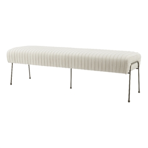 NPD Furniture Merritt 18&quot Velvet Fabric Pleated Bench in Beige/Dulce Sand