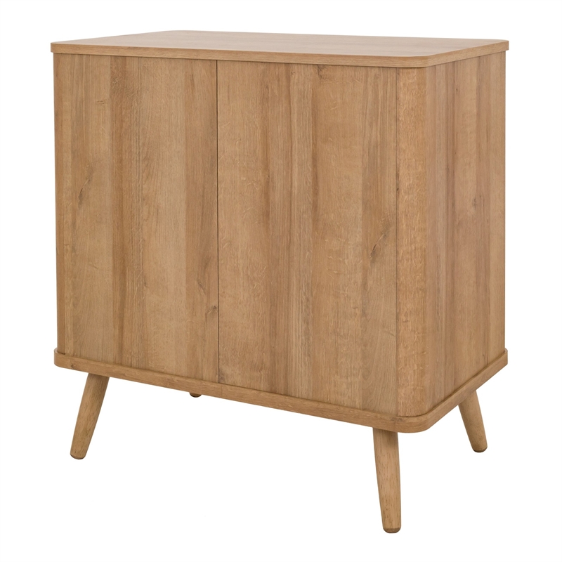 NPD Furniture Thelma Rattan Small Cabinet 1 Drawer + 2 Doors in Natural Oak