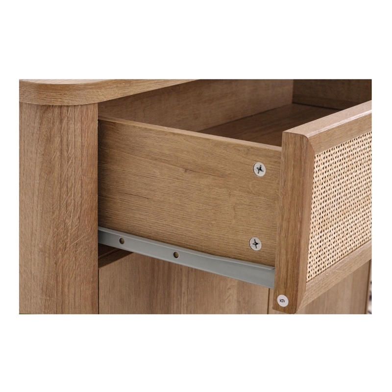 NPD Furniture Thelma Rattan Small Cabinet 1 Drawer + 2 Doors in Natural Oak