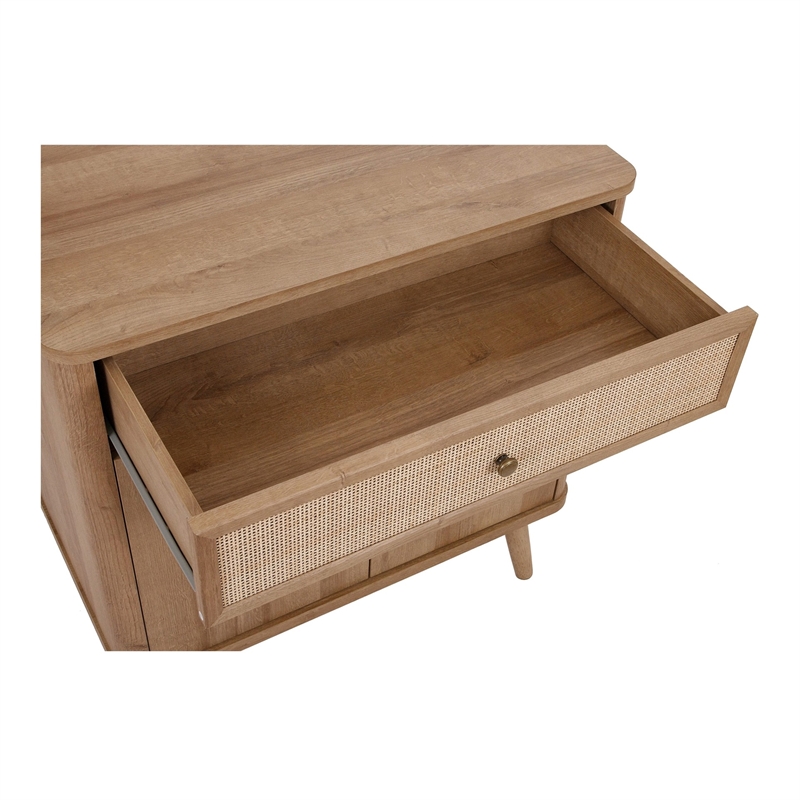 NPD Furniture Thelma Rattan Small Cabinet 1 Drawer + 2 Doors in Natural Oak