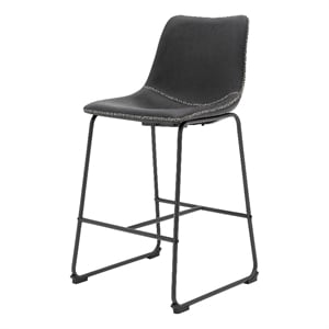 NPD Furniture Vesta KD 26.5&quot PU Counter Stool in Vintage Black (Set of 2)