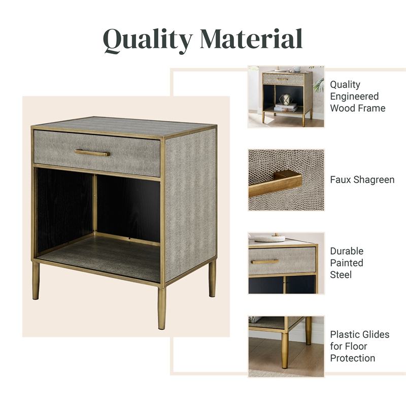 NPD Furniture Arista MDF and Painted Steel Side/End Table in Gray