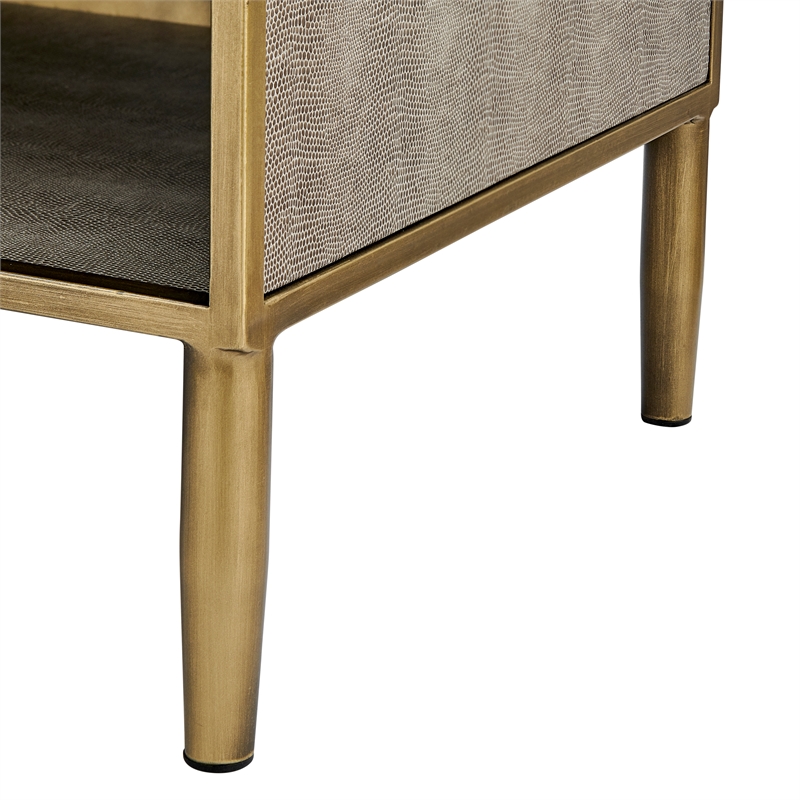 NPD Furniture Arista MDF and Painted Steel Side/End Table in Gray