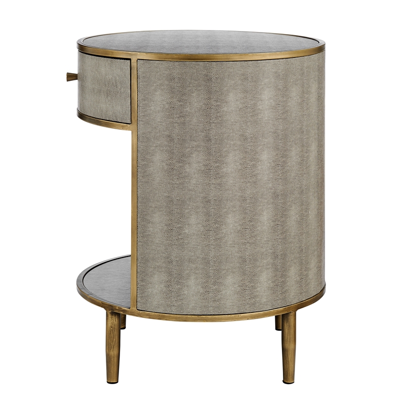 NPD Furniture Loretta MDF and Painted Steel Side/End Table in Gray