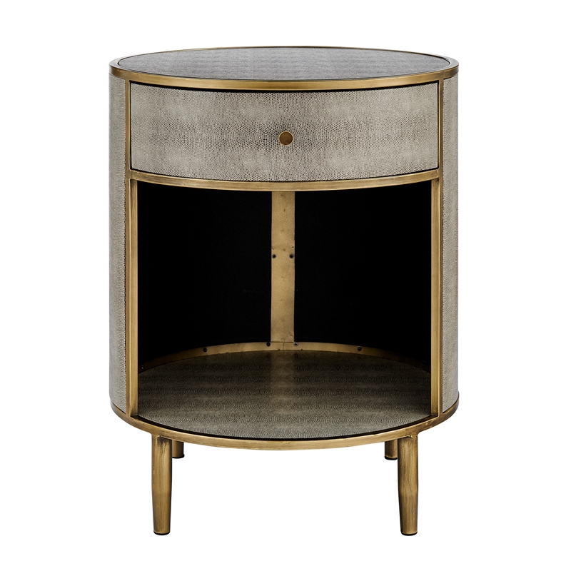NPD Furniture Loretta MDF and Painted Steel Side/End Table in Gray