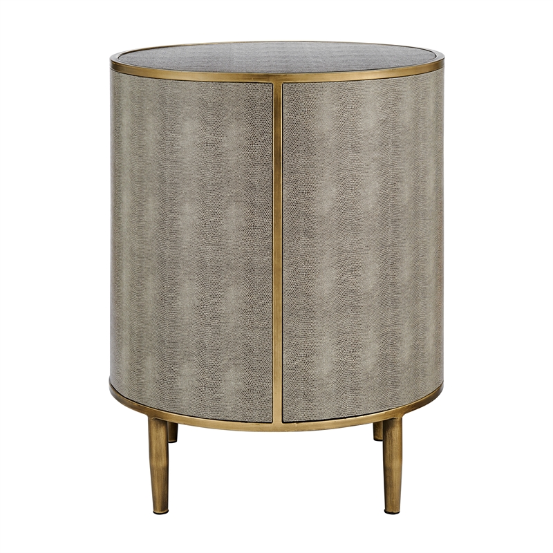 NPD Furniture Loretta MDF and Painted Steel Side/End Table in Gray