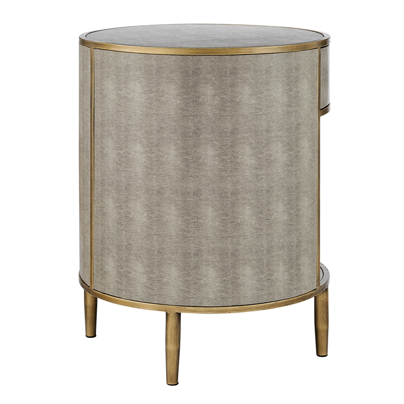 NPD Furniture Loretta MDF and Painted Steel Side/End Table in Gray