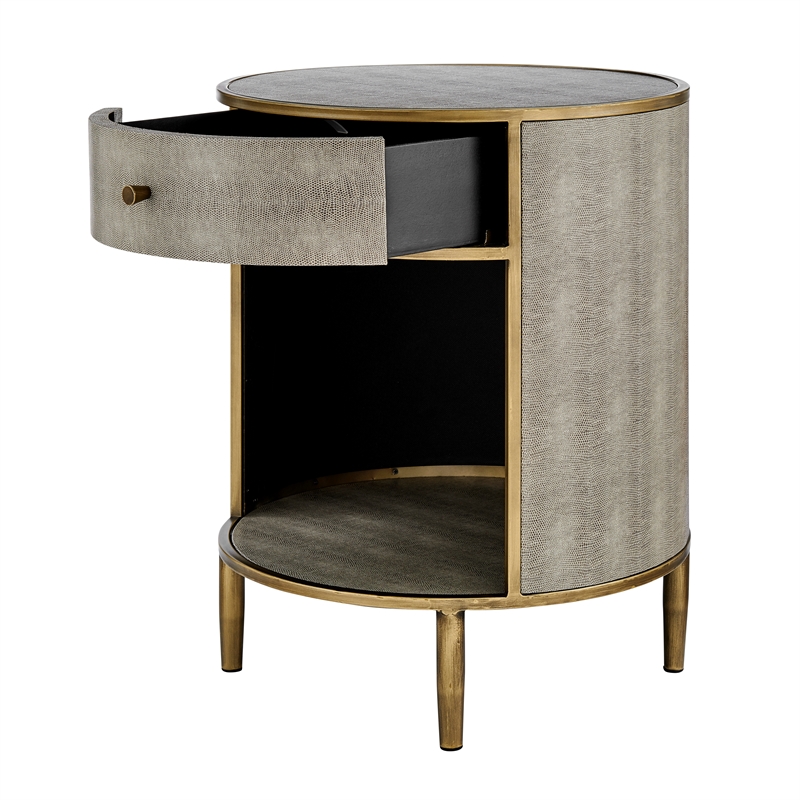 NPD Furniture Loretta MDF and Painted Steel Side/End Table in Gray