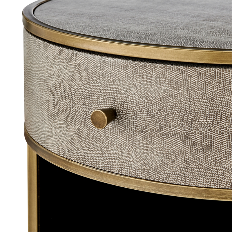 NPD Furniture Loretta MDF and Painted Steel Side/End Table in Gray
