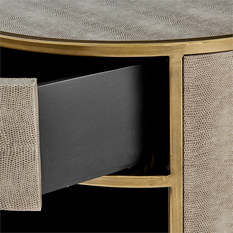 NPD Furniture Loretta MDF and Painted Steel Side/End Table in Gray
