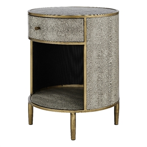 NPD Furniture Loretta MDF and Painted Steel Side/End Table in Gray