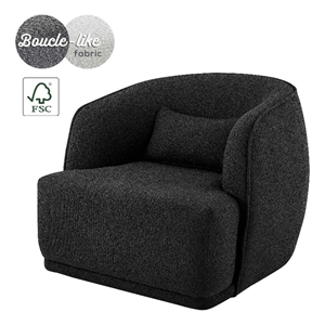 NPD Furniture Steward 17.7&quot Fabric Plywood Swivel Accent Chair in Black