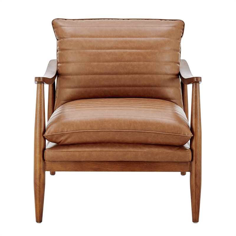 NPD Furniture Edmond Faux Leather Accent Arm Chair in Vintage Cider Brown