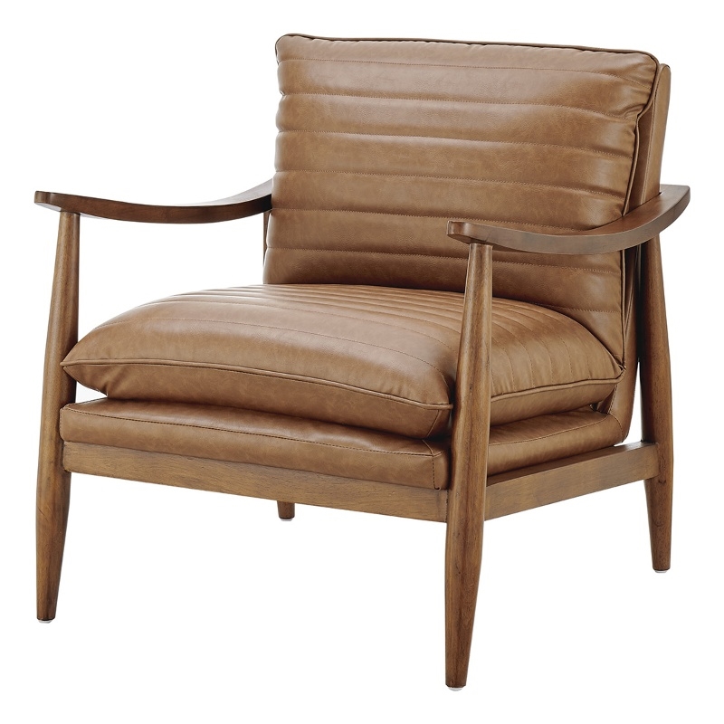 NPD Furniture Edmond Faux Leather Accent Arm Chair in Vintage Cider Brown