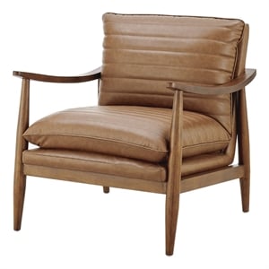 NPD Furniture Edmond Faux Leather Accent Arm Chair in Vintage Cider Brown