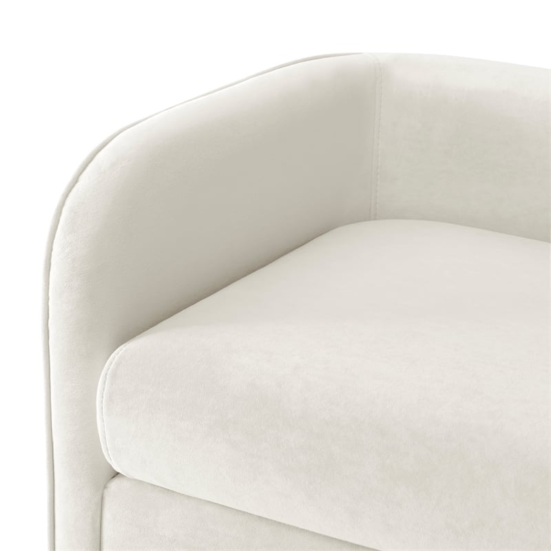 NPD Furniture Marsha KD Velvet Fabric Bench in Dainty Cream