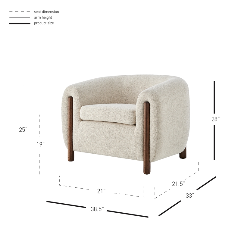 NPD Furniture Cordelia Fabric Accent Arm Chair in Palladian Beige