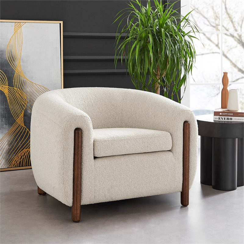 NPD Furniture Cordelia Fabric Accent Arm Chair in Palladian Beige