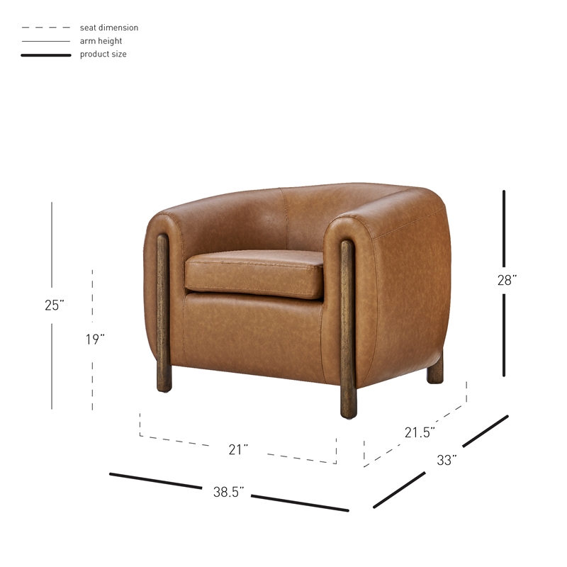 NPD Furniture Cordelia Faux Leather Accent Arm Chair in Vintage Cider