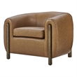 NPD Furniture Cordelia Faux Leather Accent Arm Chair in Vintage Cider