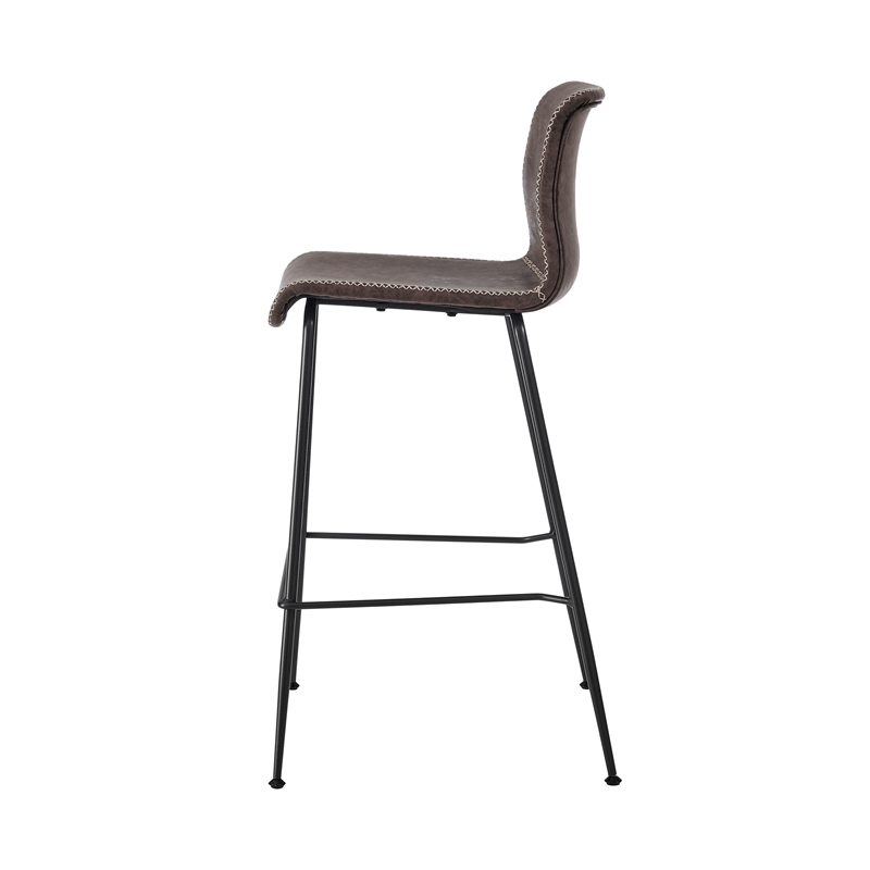 NPD Furniture Jayden Faux Leather Counter Stool in Coffee Brown (Set of 2)