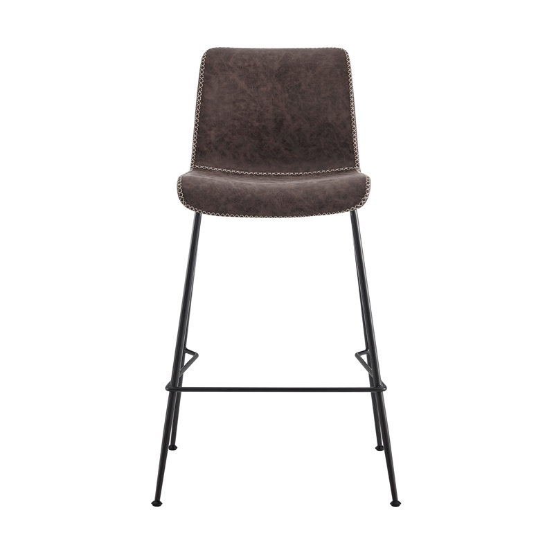 NPD Furniture Jayden Faux Leather Counter Stool in Coffee Brown (Set of 2)