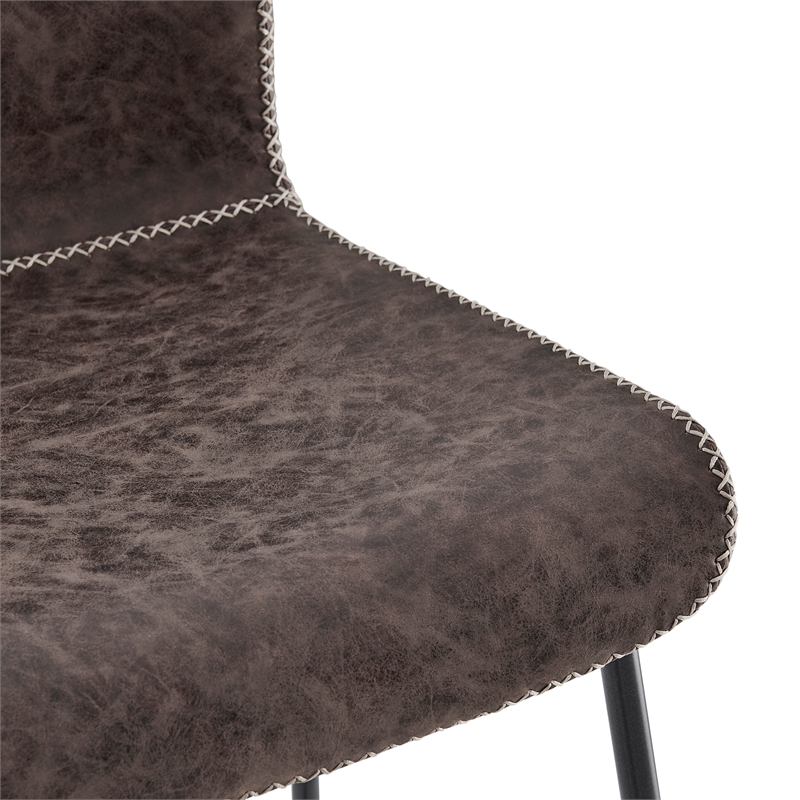 NPD Furniture Jayden Faux Leather Counter Stool in Coffee Brown (Set of 2)