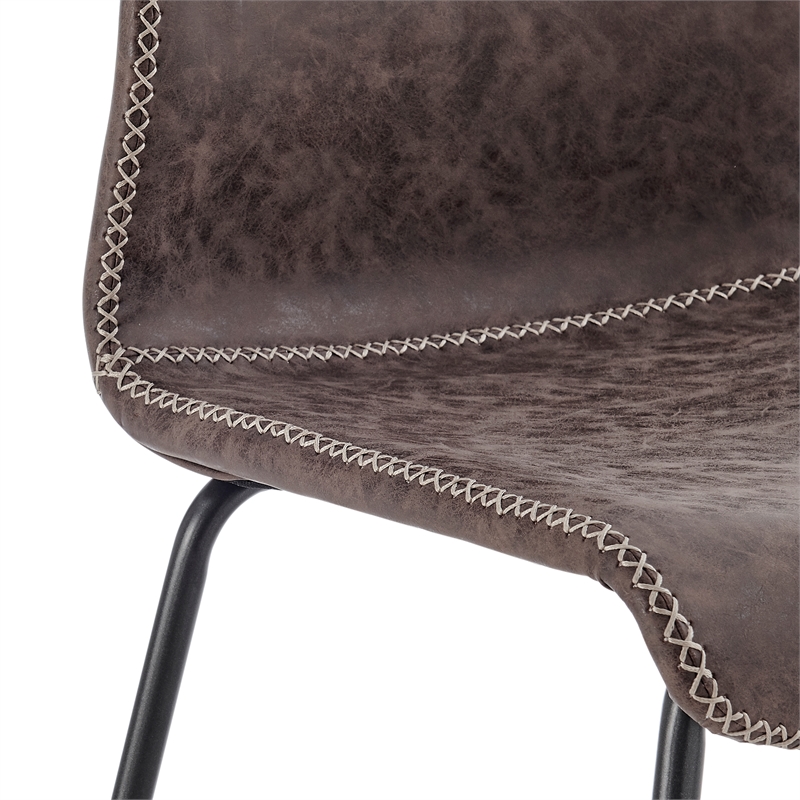 NPD Furniture Jayden Faux Leather Counter Stool in Coffee Brown (Set of 2)