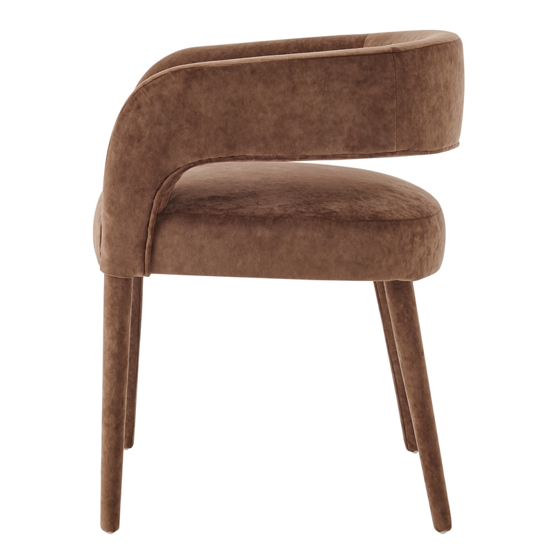 NPD Furniture Lauryn Velvet Dining Side Chair in Dainty Brown