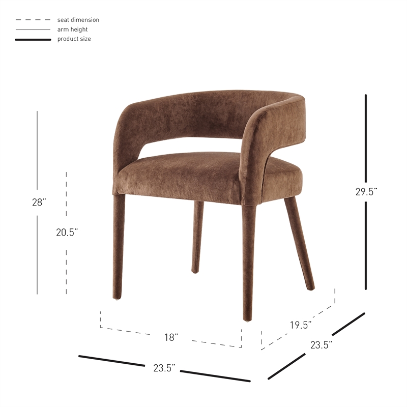 NPD Furniture Lauryn Velvet Dining Side Chair in Dainty Brown