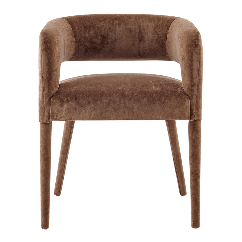 NPD Furniture Lauryn Velvet Dining Side Chair in Dainty Brown
