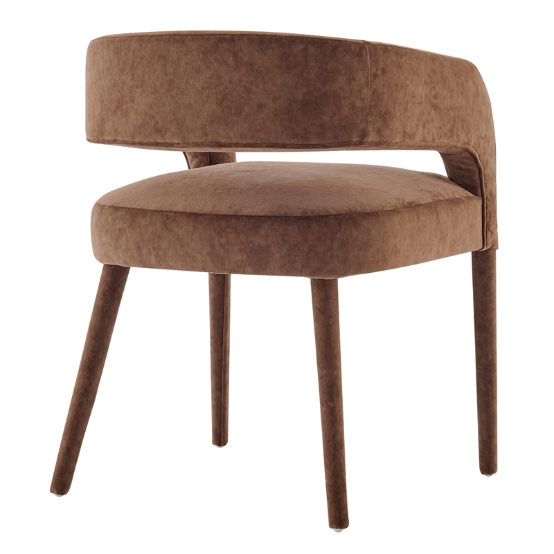 NPD Furniture Lauryn Velvet Dining Side Chair in Dainty Brown