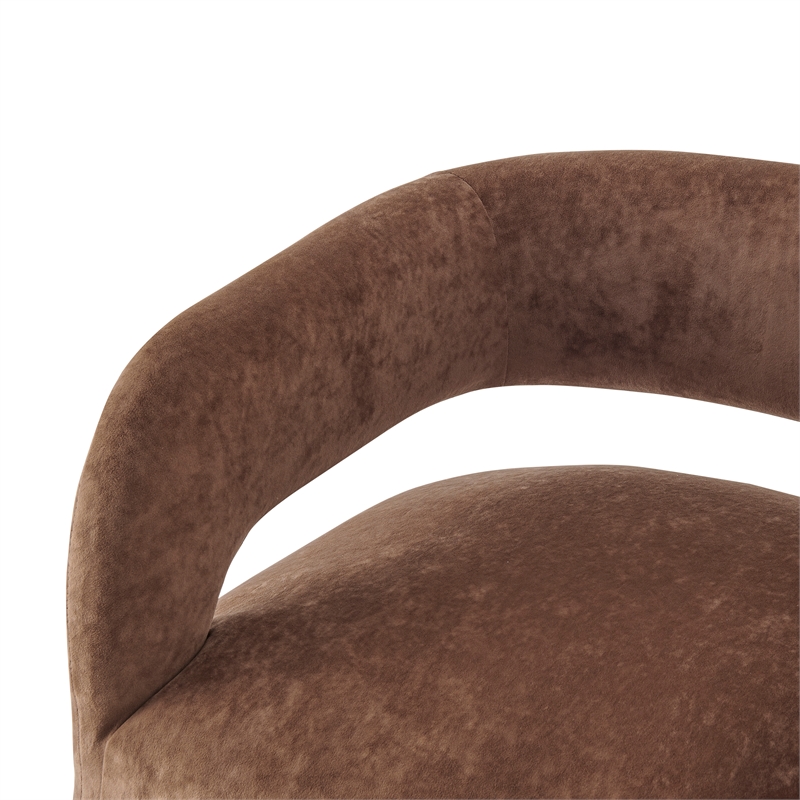 NPD Furniture Lauryn Velvet Dining Side Chair in Dainty Brown