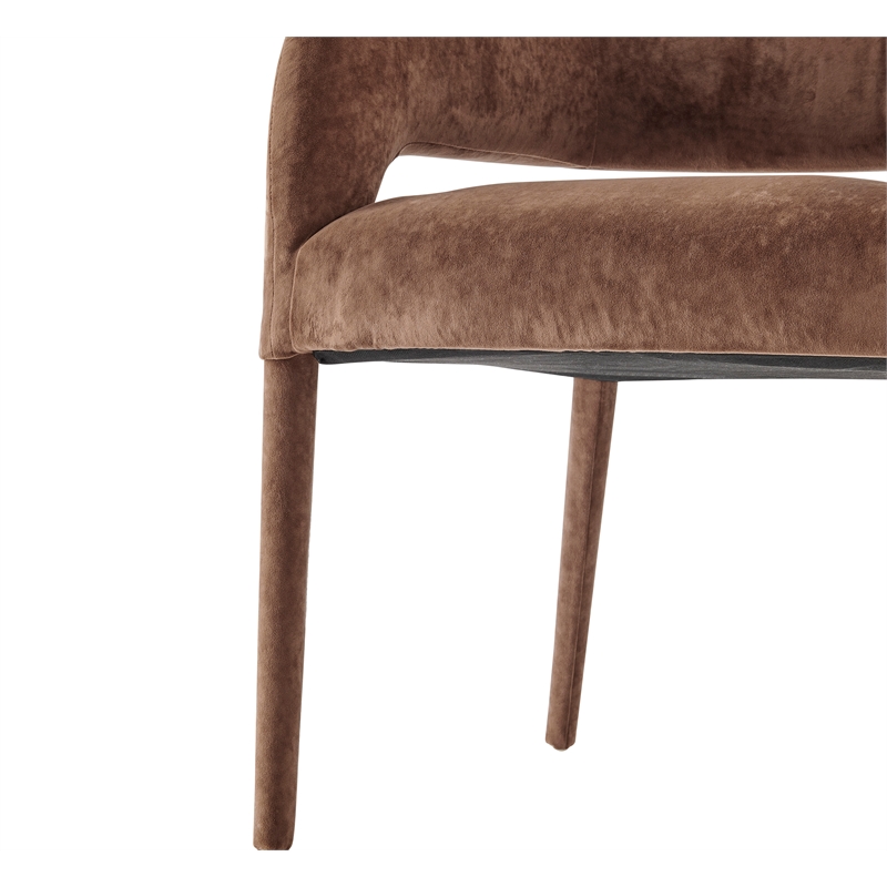 NPD Furniture Lauryn Velvet Dining Side Chair in Dainty Brown