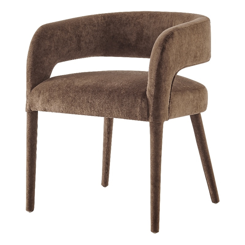NPD Furniture Lauryn Velvet Dining Side Chair in Dainty Brown