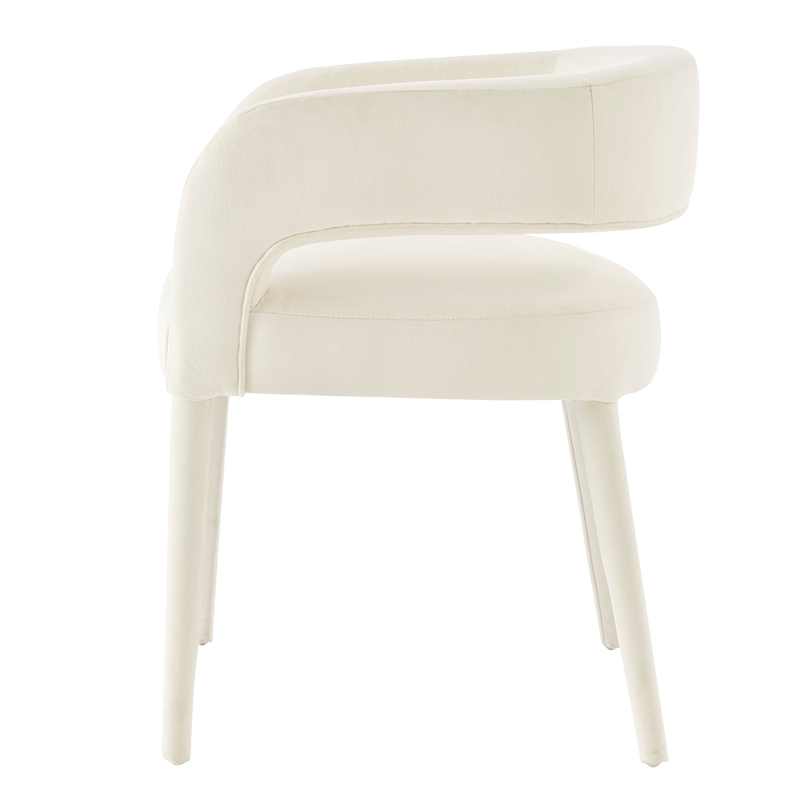NPD Furniture Lauryn Velvet Dining Side Chair in Dainty Cream