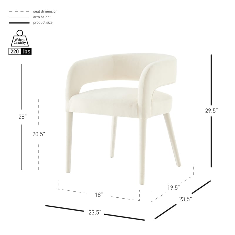 NPD Furniture Lauryn Velvet Dining Side Chair in Dainty Cream