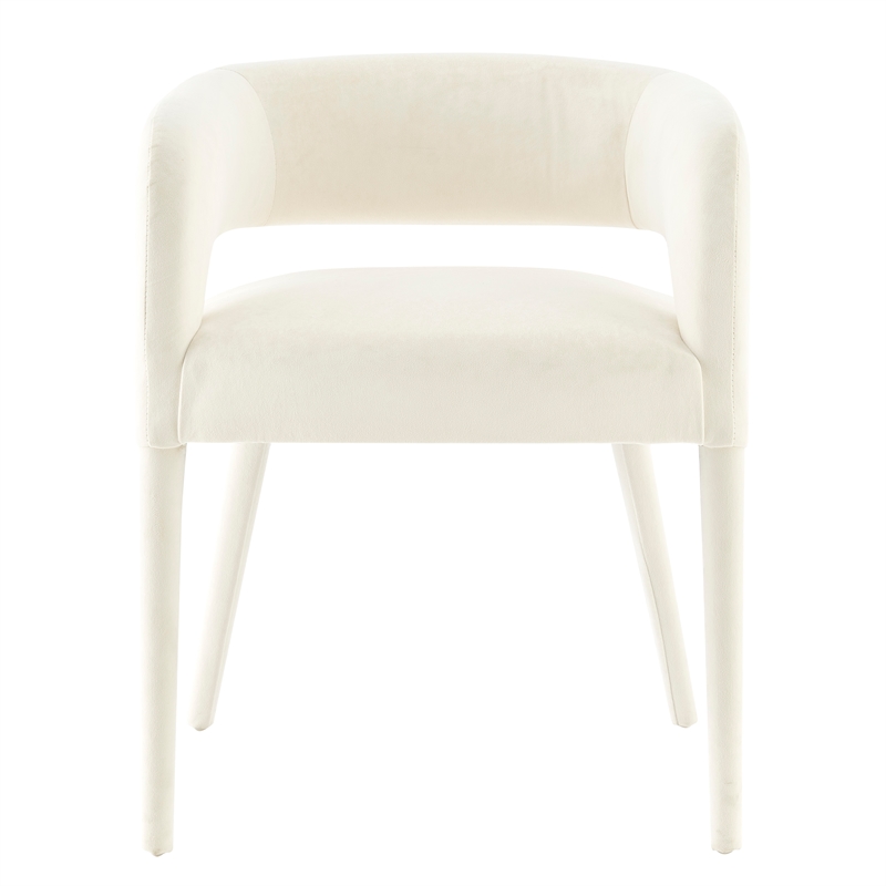 NPD Furniture Lauryn Velvet Dining Side Chair in Dainty Cream